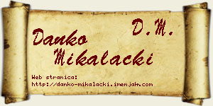 Danko Mikalački vizit kartica